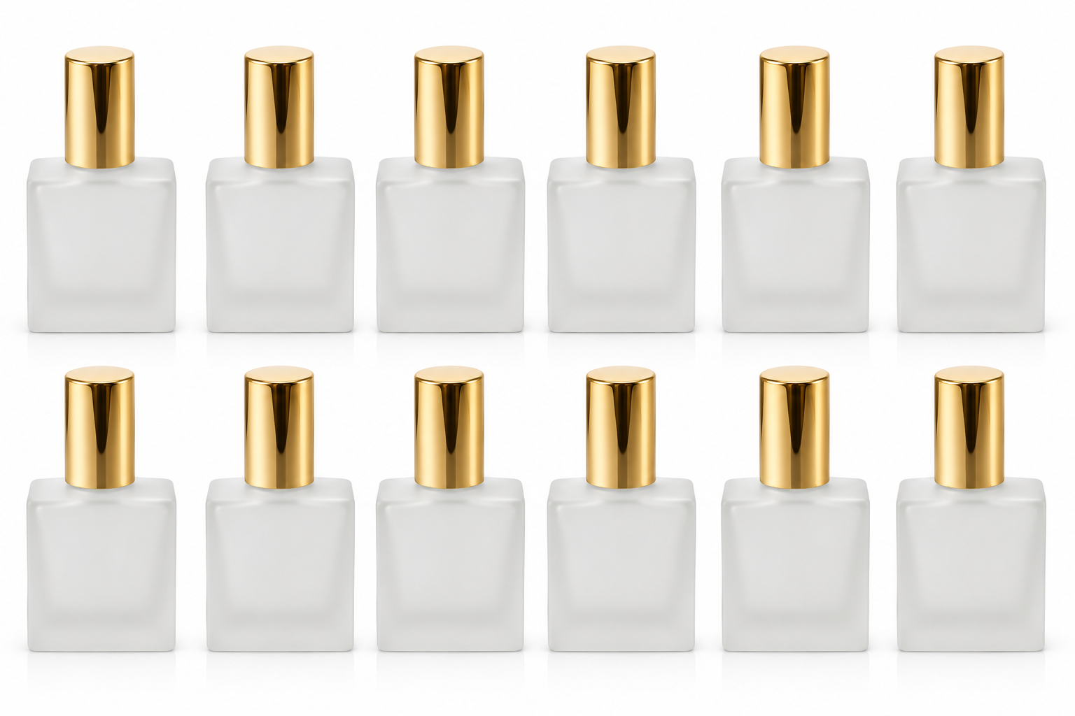 Hunky Dory 12pcs 10ml Square Frosted Glass Perfume Spray Bottles with Metallic Golden Metal Pump Refillable Empty Fragrance Atomizers with Cap for Perfume, Cologne, Essential Oils & Travel